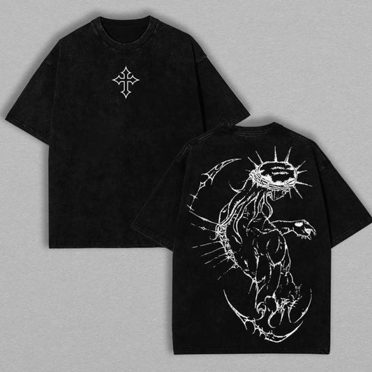 Brandless JJBA Jesus Pump Cover – Oversized Gym T-Shirt Featuring Cross Design and Fabric Top Collar, Perfect Menswear Gift for Fitness Enthusiasts and Fans of Christian Apparel